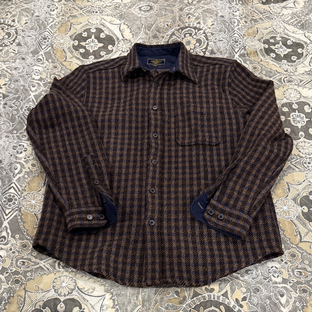 Men's Brown Plaid Shirt Jacket